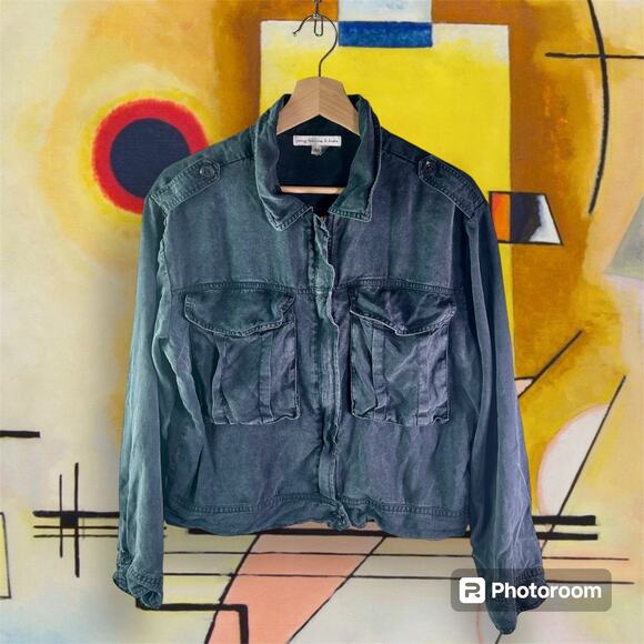 Young Fabulous & Broke Women's Medium Gray 100% Tencel Damon Crop Zip Jacket - Picture 2 of 9